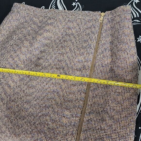 J.Crew Nwt Purple Gold Sparkle Tweed Front Zip Skirt - Picture 11 of 12